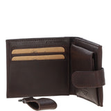Waxy Leather RFID Wallet & Key Ring Set Brown: W-85