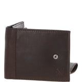Waxy Leather RFID Wallet & Key Ring Set Brown: W-85