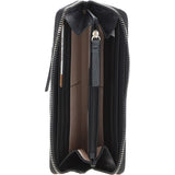 8 Card Zip Around RFID Protected Large Leather Purse Black: Z-70