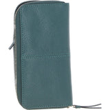 8 Card Zip Around RFID Protected Large Leather Purse Green: Z-70