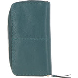8 Card Zip Around RFID Protected Large Leather Purse Green: Z-70