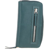 8 Card Zip Around RFID Protected Large Leather Purse Green: Z-70