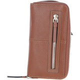 8 Card Zip Around RFID Protected Large Leather Purse Tan: Z-70
