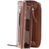 8 Card Zip Around RFID Protected Large Leather Purse Tan: Z-70
