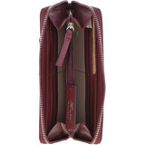 8 Card Zip Around RFID Protected Large Leather Purse Wine: Z-70