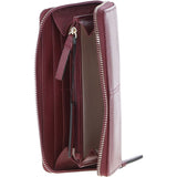 8 Card Zip Around RFID Protected Large Leather Purse Wine: Z-70