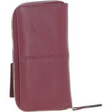 8 Card Zip Around RFID Protected Large Leather Purse Wine: Z-70