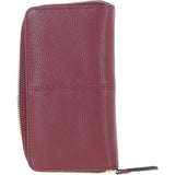 8 Card Zip Around RFID Protected Large Leather Purse Wine: Z-70