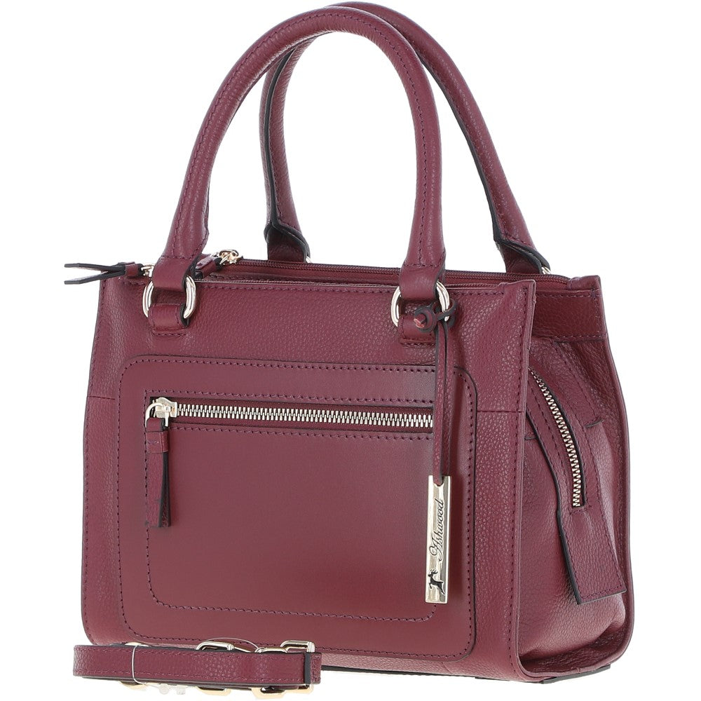 Ashwood Three Section Leather Tote Shoulder Bag Wine: Z-73