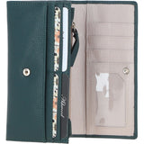 7 Card RFID Protected Large Leather Purse Green: Z-79