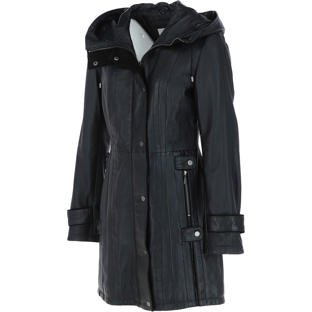 Ashwood Leather Hooded Coat Black/ddy: ZB146